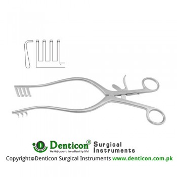 Adson Self Retaining Retractor 3 x 4 Blunt Prongs Stainless Steel, 26 cm - 10 1/4"